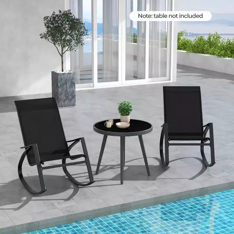Costway Lot de 2 chaises à bascule de patio avec dossier ergonomique et butées de sécurité pour jardin