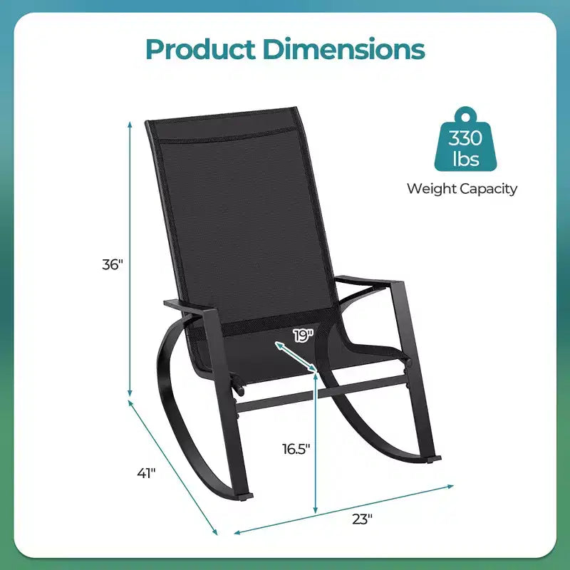 Costway Lot de 2 chaises à bascule de patio avec dossier ergonomique et butées de sécurité pour jardin