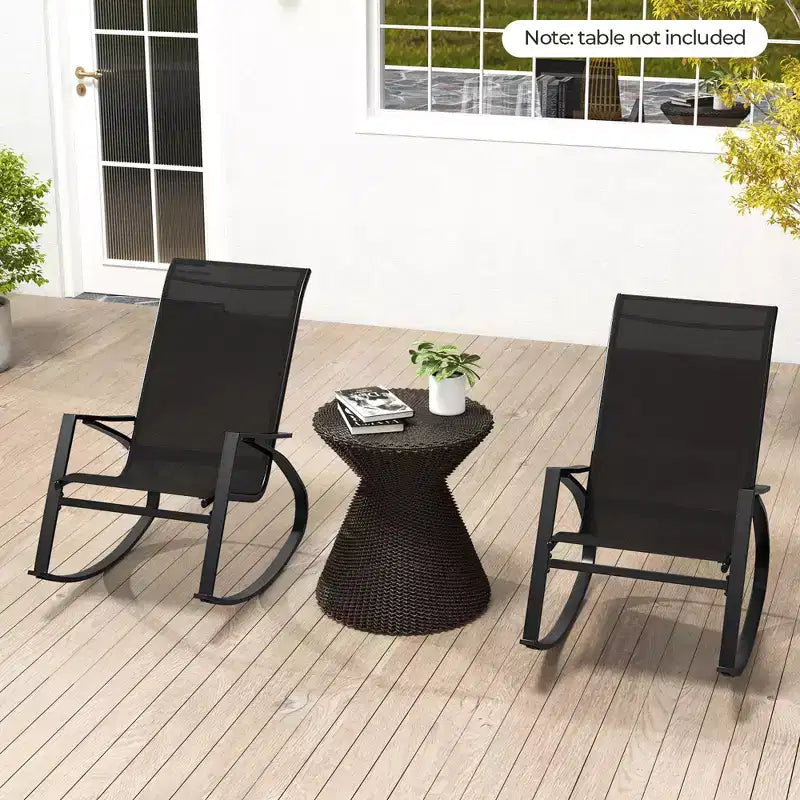 Costway Lot de 2 chaises à bascule de patio avec dossier ergonomique et butées de sécurité pour jardin