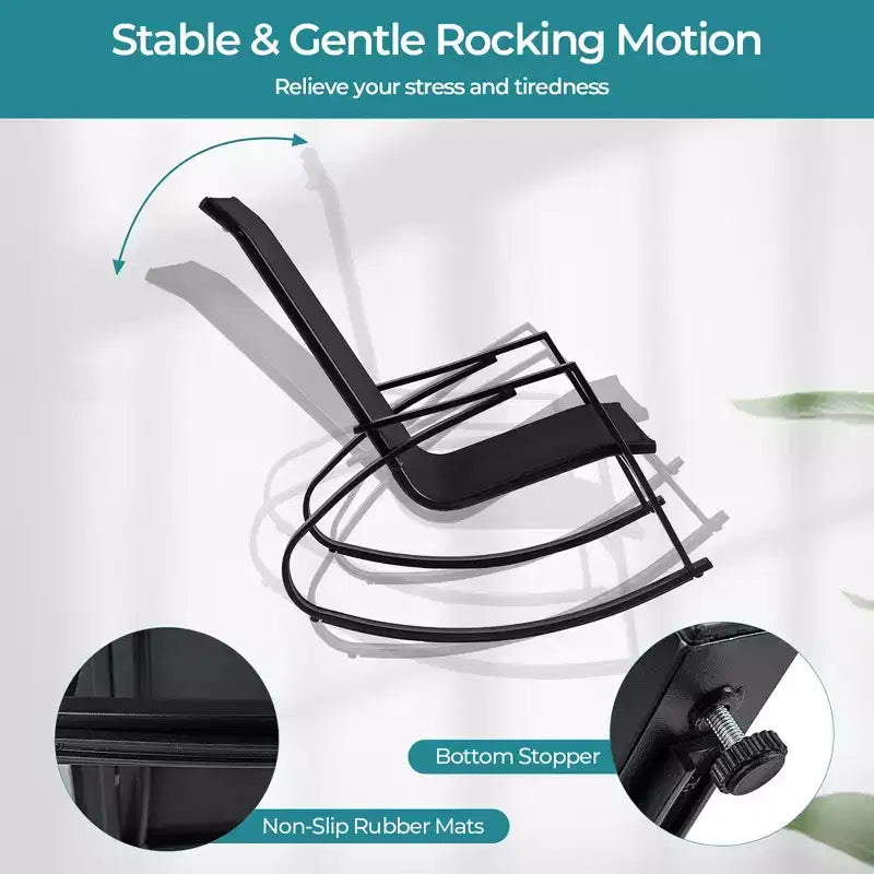 Costway Lot de 2 chaises à bascule de patio avec dossier ergonomique et butées de sécurité pour jardin