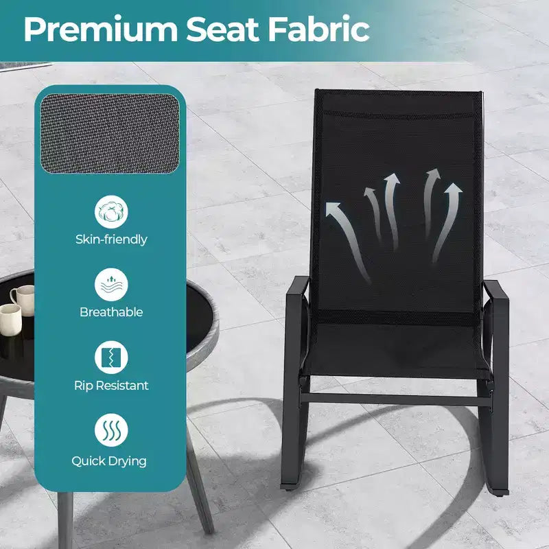 Costway Lot de 2 chaises à bascule de patio avec dossier ergonomique et butées de sécurité pour jardin