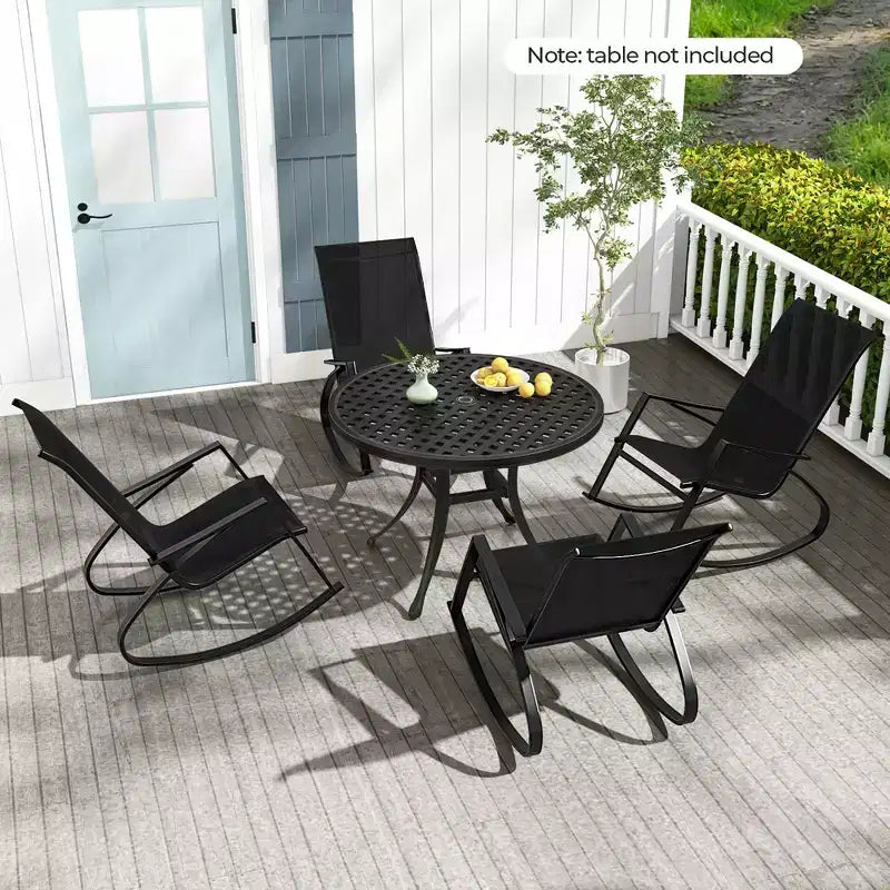 Costway Lot de 2 chaises à bascule de patio avec dossier ergonomique et butées de sécurité pour jardin