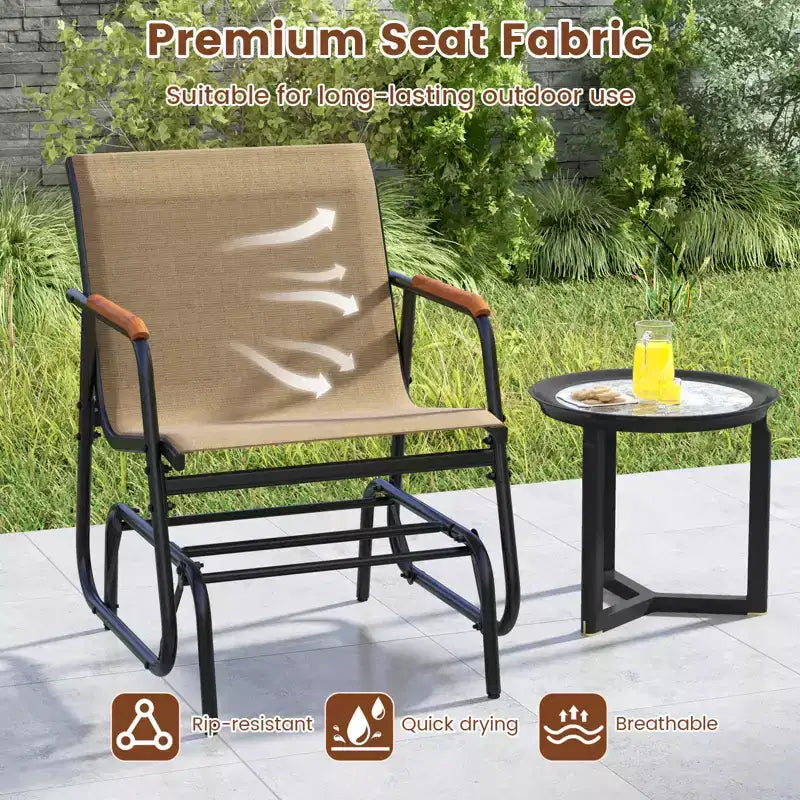 Lot de 2 chaises de jardin Costway avec accoudoirs incurvés en teck et assise en tissu respirant
