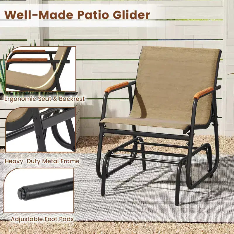 Lot de 2 chaises de jardin Costway avec accoudoirs incurvés en teck et assise en tissu respirant
