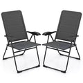 Costway 2PCS Patio Folding Chairs Back Adjustable Reclining Padded Garden Furniture
