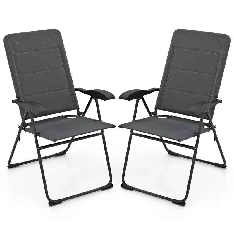 Costway 2PCS Patio Folding Chairs Back Adjustable Reclining Padded Garden Furniture