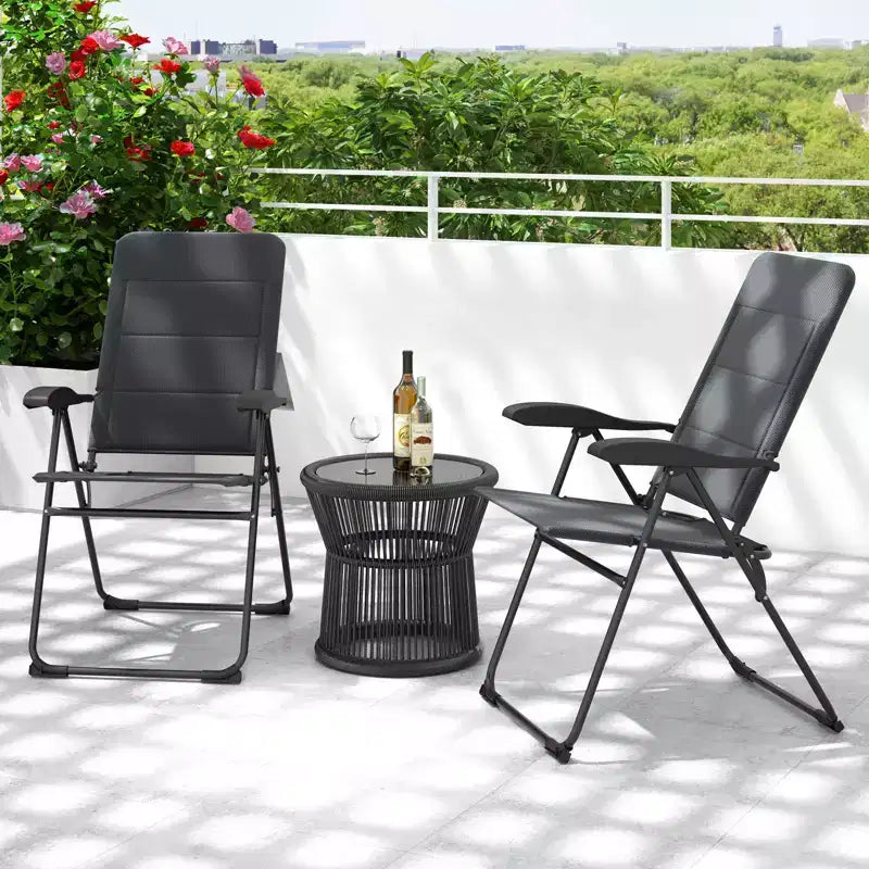 Costway Lot de 2 chaises pliantes de jardin avec dossier réglable inclinable et rembourré