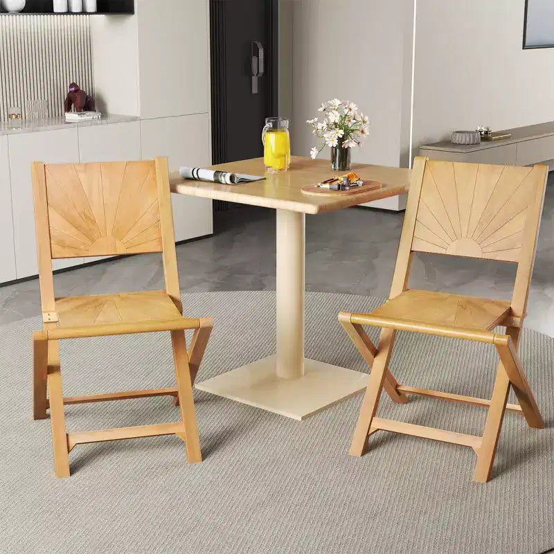 Costway Lot de 2 chaises de patio pliantes avec dossier incliné en bois de teck pour l'extérieur