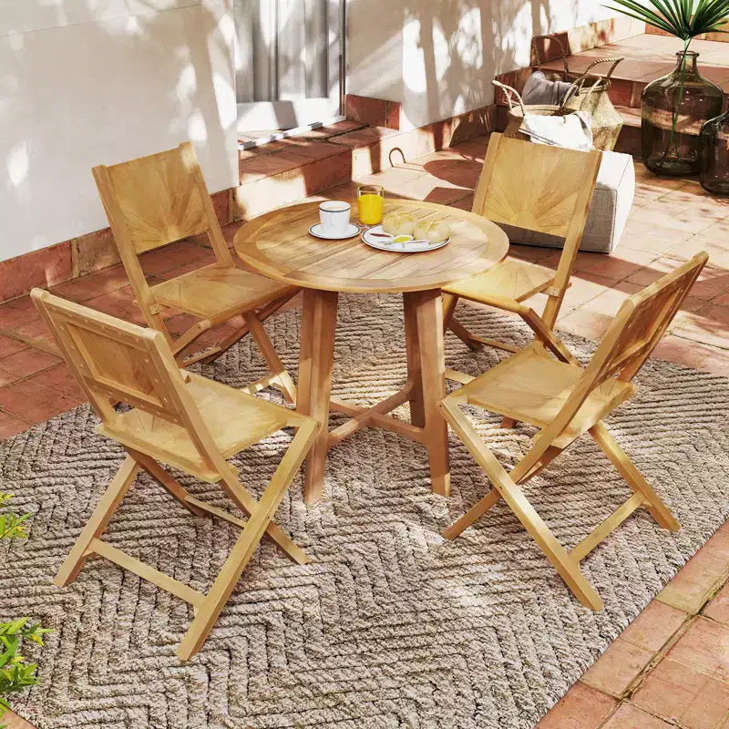Costway Lot de 2 chaises de patio pliantes avec dossier incliné en bois de teck pour l'extérieur