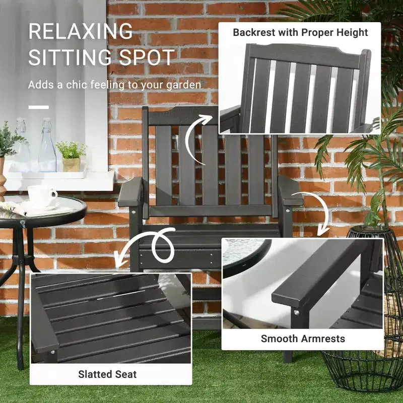 Chaises de patio toutes saisons en 2 pièces, ensemble de chaises de salle à manger de patio en PEHD, meubles d'extérieur robustes imitation bois