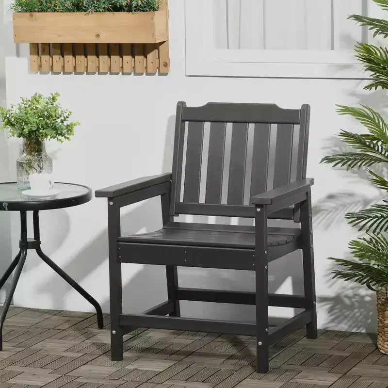 Chaises de patio toutes saisons en 2 pièces, ensemble de chaises de salle à manger de patio en PEHD, meubles d'extérieur robustes imitation bois