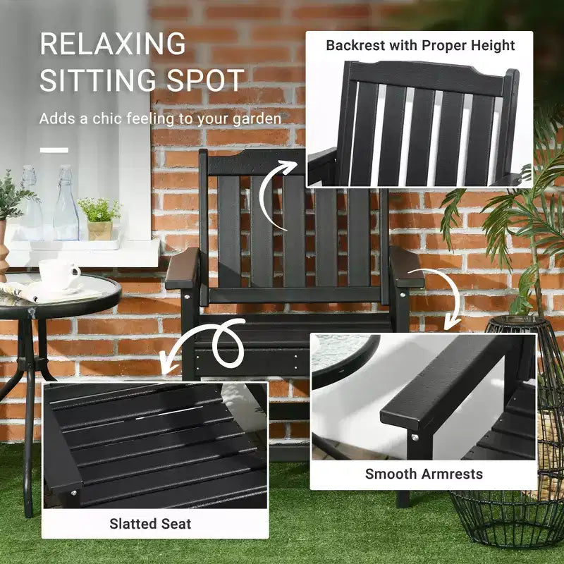 Chaises de patio toutes saisons en 2 pièces, ensemble de chaises de salle à manger de patio en PEHD, meubles d'extérieur robustes imitation bois
