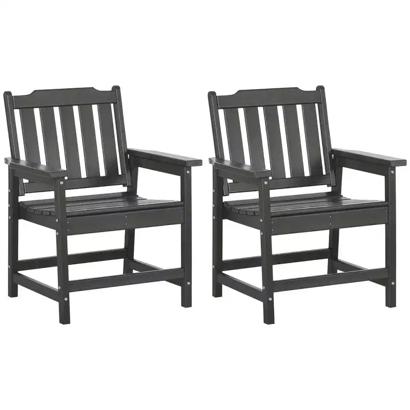 Chaises de patio toutes saisons en 2 pièces, ensemble de chaises de salle à manger de patio en PEHD, meubles d'extérieur robustes imitation bois