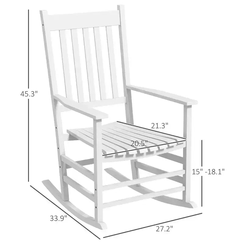 Lot de 2 chaises à bascule d'extérieur, fauteuils à bascule de terrasse en bois avec accoudoirs lisses, dossier haut pour jardin, balcon, porche, supporte jusqu'à 160 kg