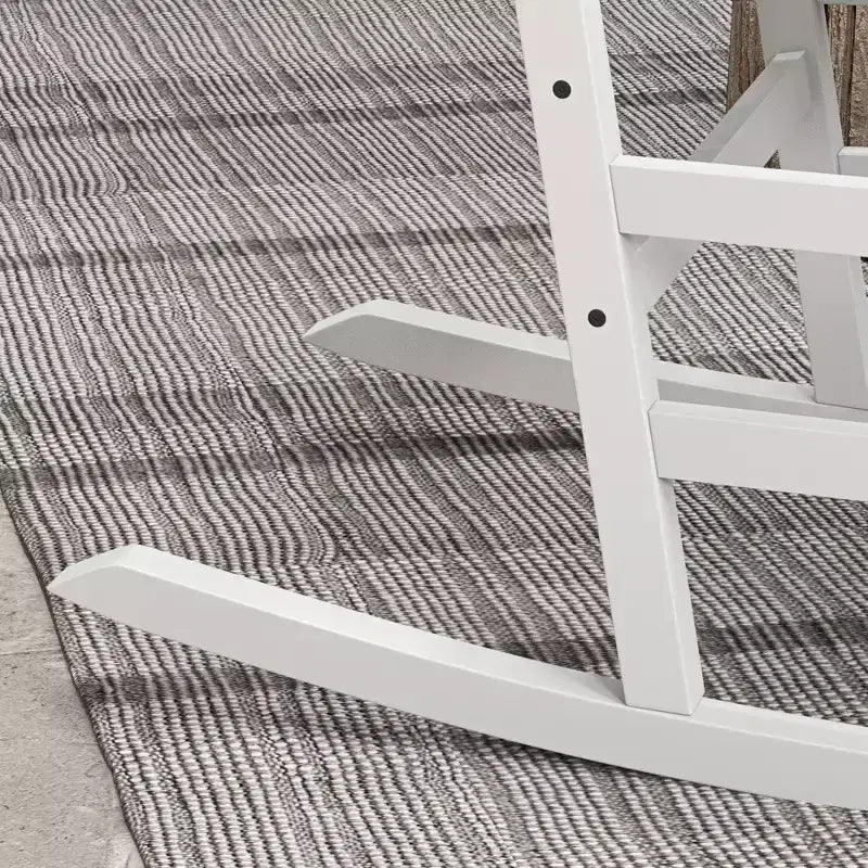 Lot de 2 chaises à bascule d'extérieur, fauteuils à bascule de terrasse en bois avec accoudoirs lisses, dossier haut pour jardin, balcon, porche, supporte jusqu'à 160 kg