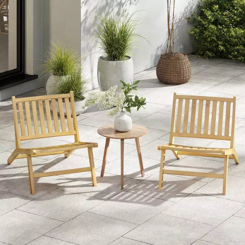 Chaise longue d'extérieur Costway en bois de teck, fauteuil d'appoint naturel de style Mid-century avec dossier