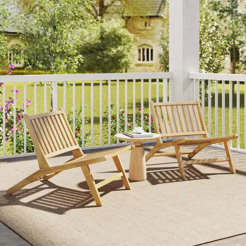 Chaise longue d'extérieur Costway en bois de teck, fauteuil d'appoint naturel de style Mid-century avec dossier