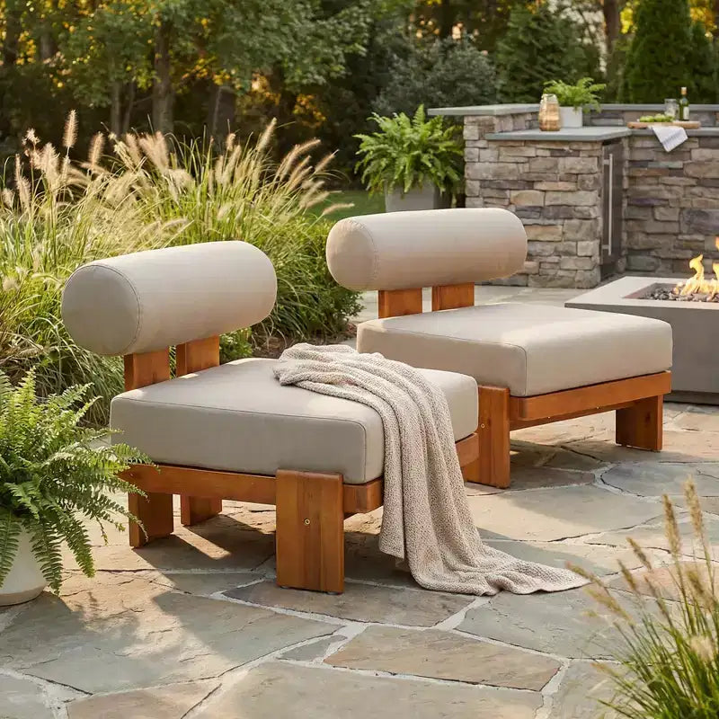 Christopher Knight Home Kavya Chaises de terrasse rembourrées modernes en acacia (lot de 2)