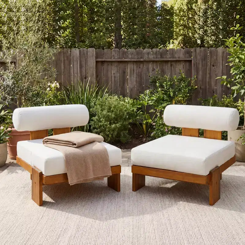 Christopher Knight Home Kavya Chaises de terrasse rembourrées modernes en acacia (lot de 2)