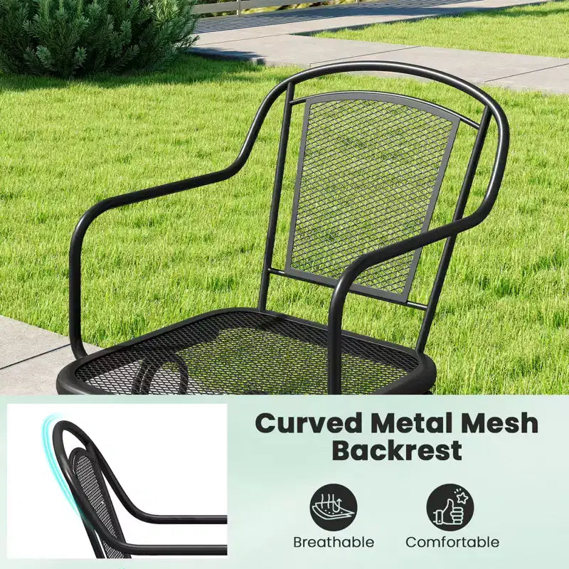 Lot de 2 chaises à bascule Costway avec dossier et assise en maille métallique et accoudoirs, mouvement doux.