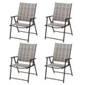 Costway Set of 4 Folding Chairs w/ Armrests Metal Frame for Garden No Assembly Patio