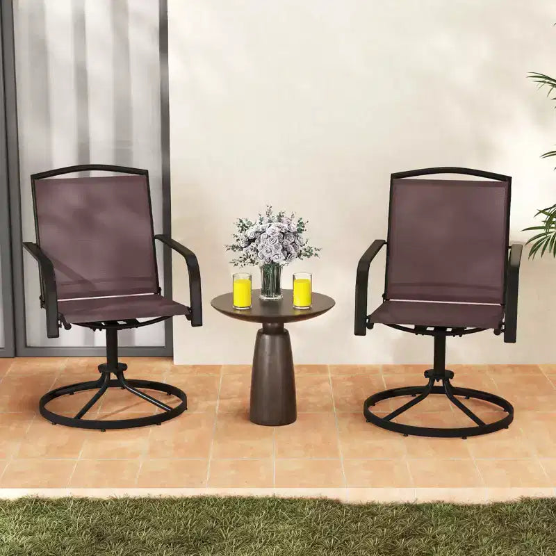 Lot de 2/4 chaises pivotantes Costway pour patio avec dossier haut et base ronde en métal pour jardin