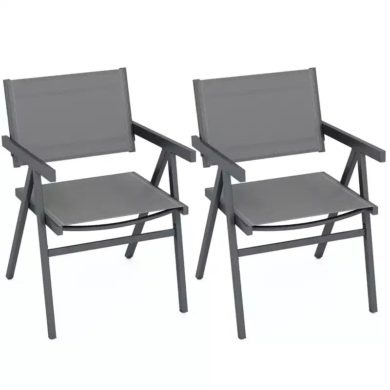 Costway Patio Chairs Set of 2/4 w/Breathable Fabric Seat & Tilt Backrest Comfy Armrest