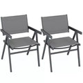 Costway Patio Chairs Set of 2/4 w/Breathable Fabric Seat & Tilt Backrest Comfy Armrest