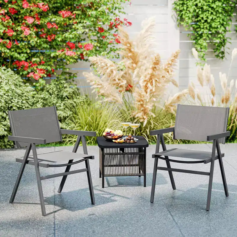 Chaises de patio Costway lot de 2/4 avec assise en tissu respirant et dossier inclinable, accoudoir confortable