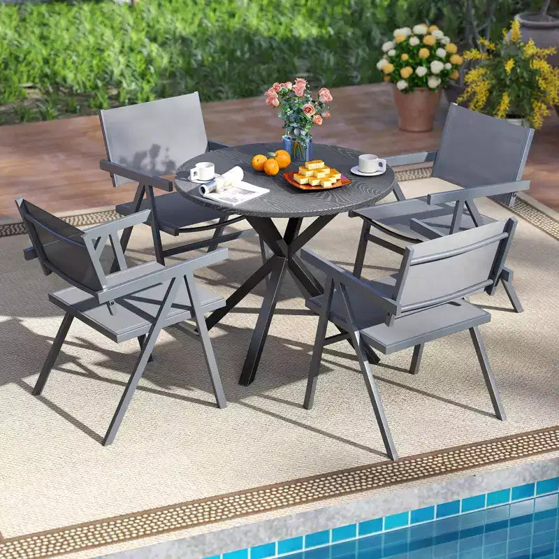 Chaises de patio Costway lot de 2/4 avec assise en tissu respirant et dossier inclinable, accoudoir confortable