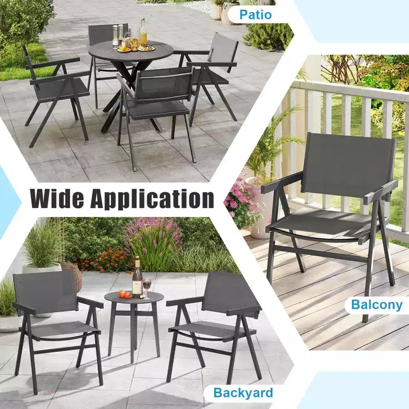 Chaises de patio Costway lot de 2/4 avec assise en tissu respirant et dossier inclinable, accoudoir confortable