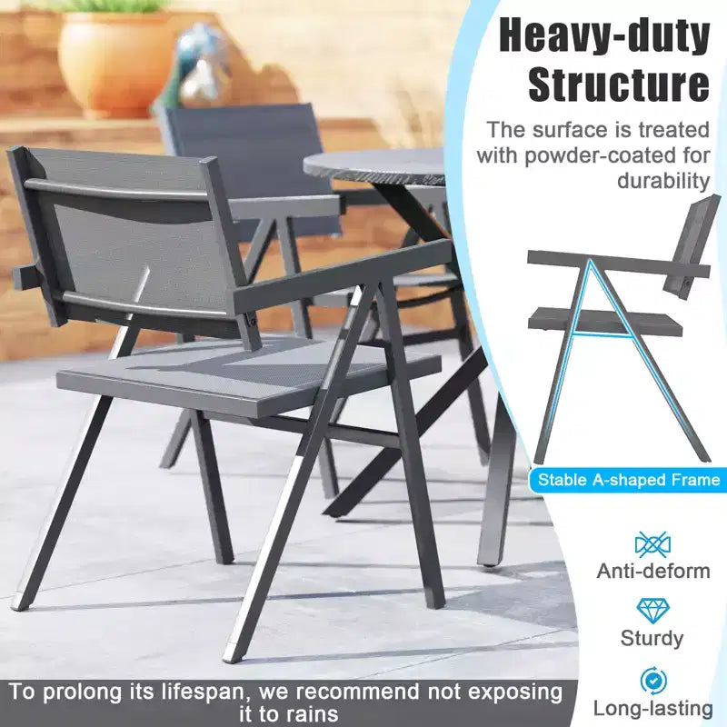Chaises de patio Costway lot de 2/4 avec assise en tissu respirant et dossier inclinable, accoudoir confortable