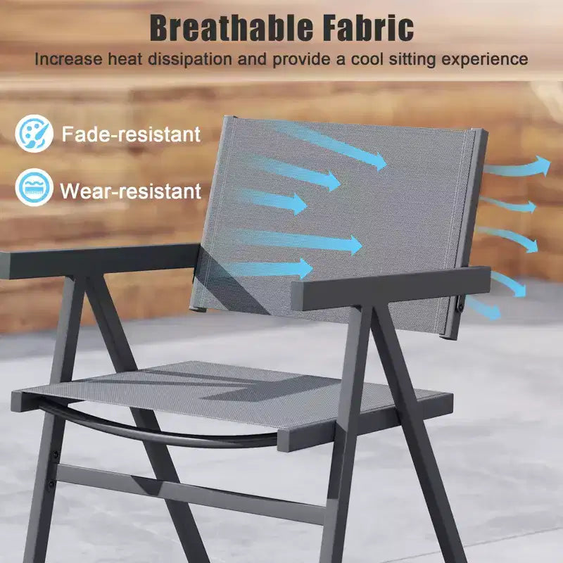 Chaises de patio Costway lot de 2/4 avec assise en tissu respirant et dossier inclinable, accoudoir confortable