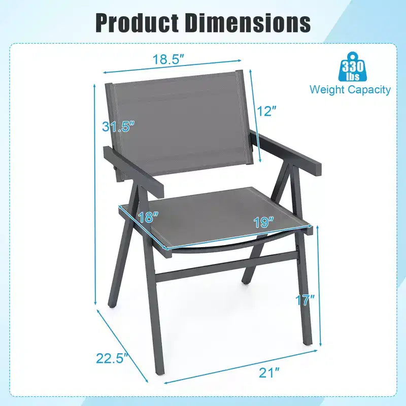 Chaises de patio Costway lot de 2/4 avec assise en tissu respirant et dossier inclinable, accoudoir confortable
