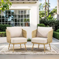 GDFStudio Calista Boho Wicker Barrel Outdoor Accent Chair Set with Cushions (Set of 2)