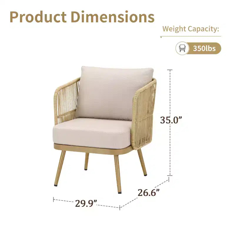 GDFStudio Calista – Lot de 2 fauteuils d'extérieur bohèmes en osier avec coussins