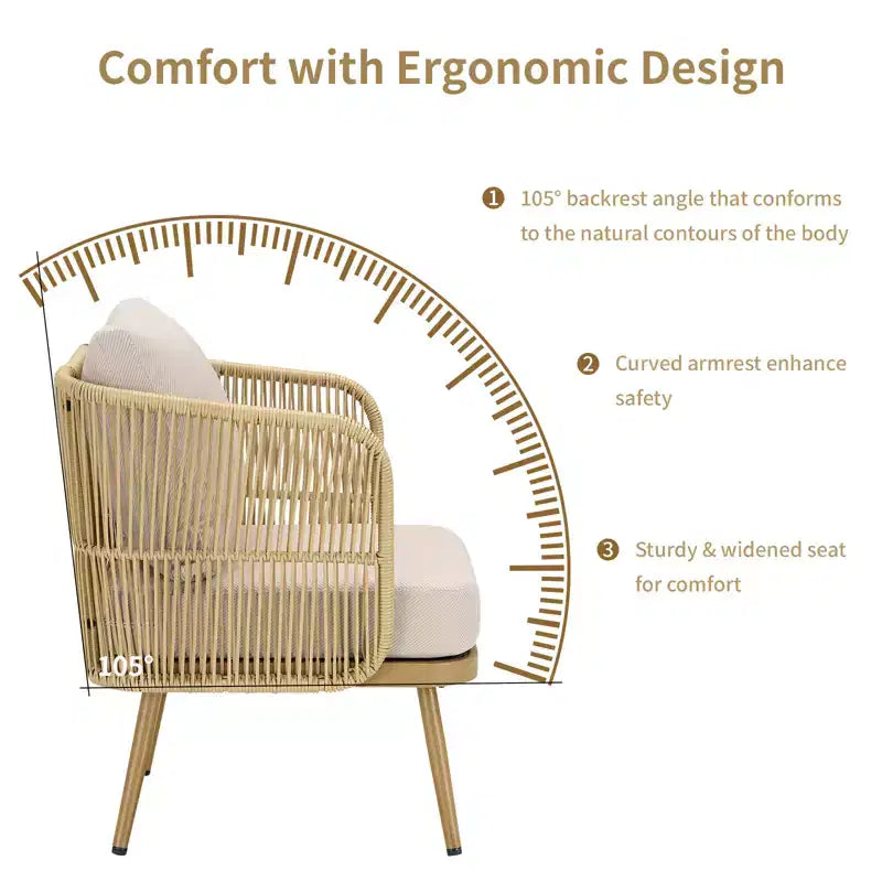 GDFStudio Calista – Lot de 2 fauteuils d'extérieur bohèmes en osier avec coussins