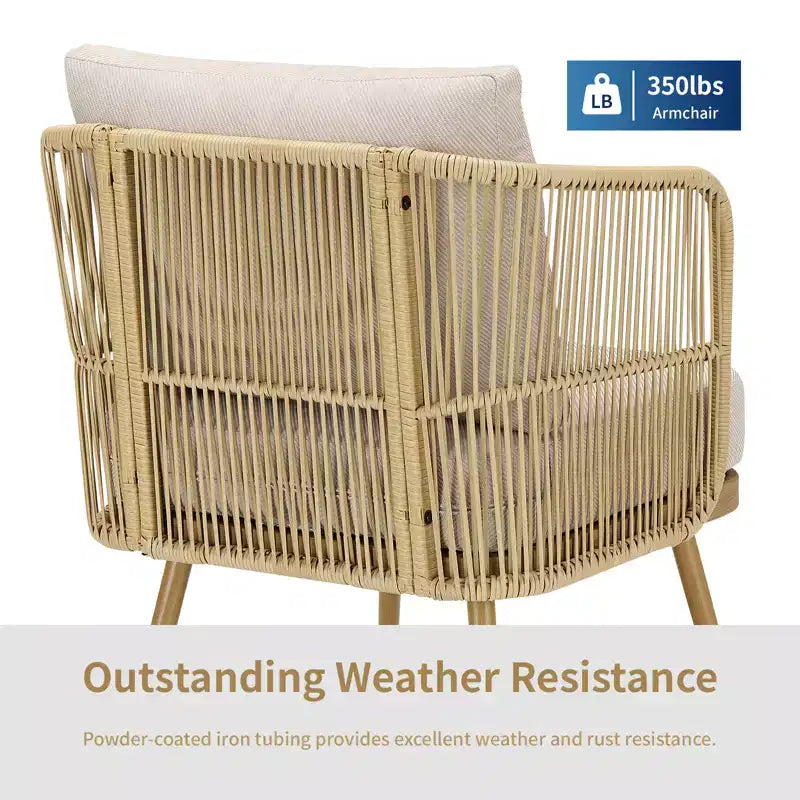 GDFStudio Calista – Lot de 2 fauteuils d'extérieur bohèmes en osier avec coussins
