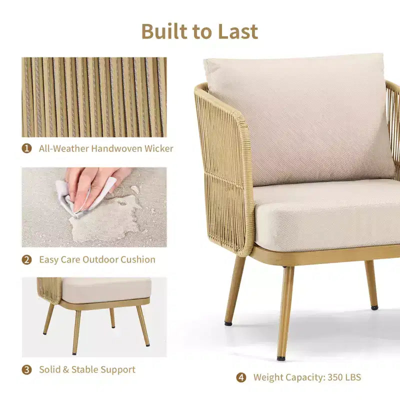 GDFStudio Calista – Lot de 2 fauteuils d'extérieur bohèmes en osier avec coussins