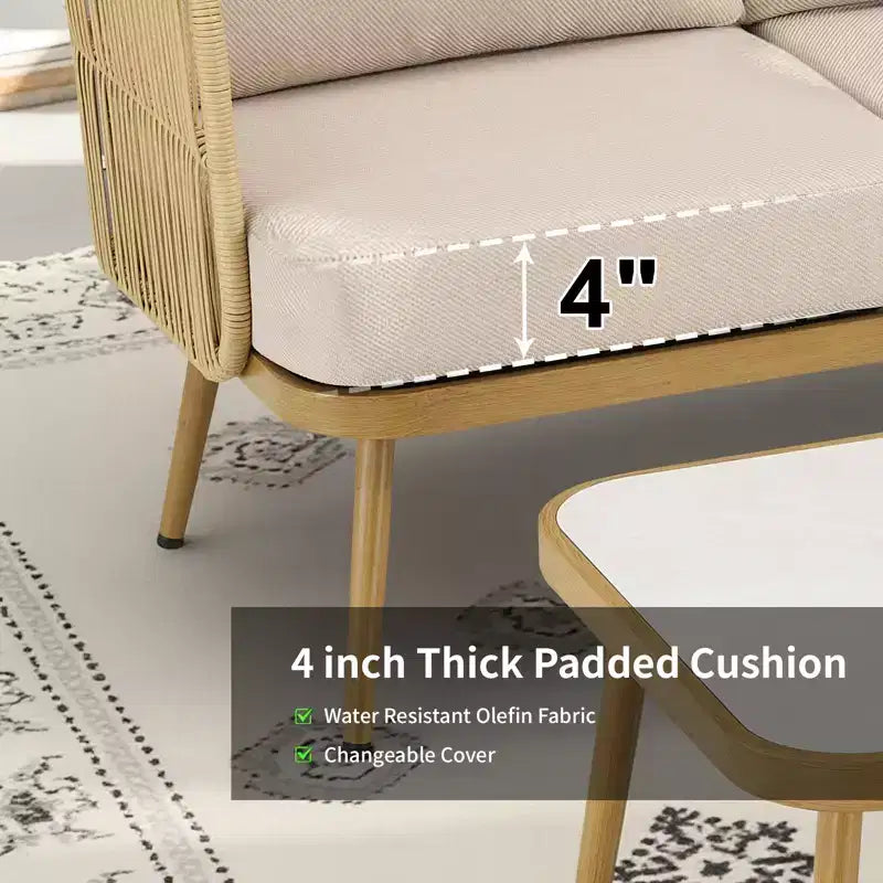 GDFStudio Calista – Lot de 2 fauteuils d'extérieur bohèmes en osier avec coussins