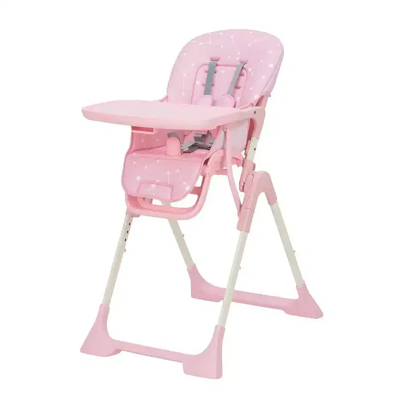 Chaise haute pliable pour bébé avec réglage multi-vitesses, plateau amovible et réglable, ceinture de sécurité, pieds antidérapants et roulettes invisibles pour bébés et tout-petits