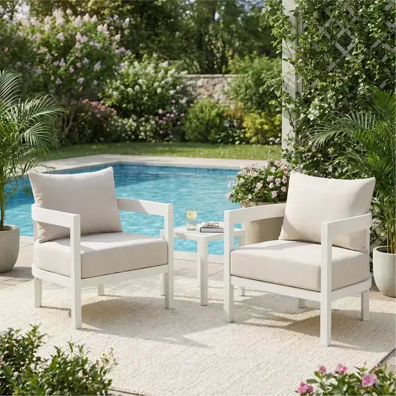 Christopher Knight Home Daniela Chaises d'appoint de patio modernes en aluminium avec coussin et dossier incurvé (Lot de 2)