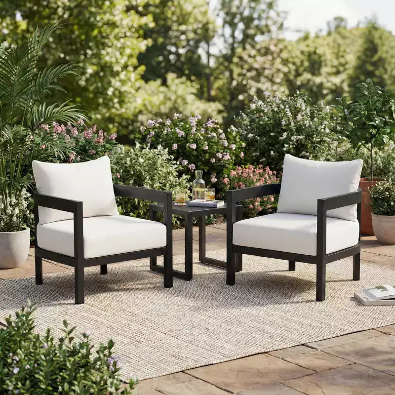 Christopher Knight Home Daniela Chaises d'appoint de patio modernes en aluminium avec coussin et dossier incurvé (Lot de 2)