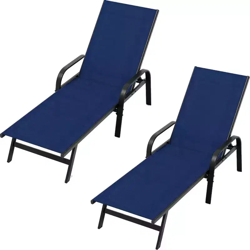 Lot de 2 chaises longues de jardin, transat inclinable réglable sur 5 positions, tissu Textilène, chaise longue de piscine de 193 cm pour terrasse, jardin et bord de piscine