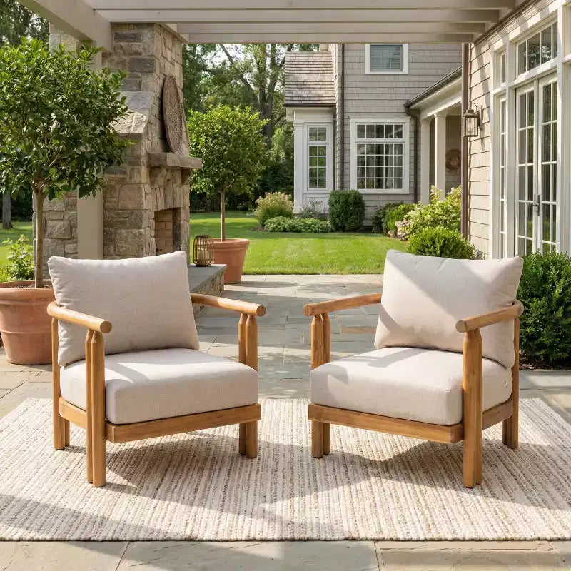 Fauteuil de jardin rustique en bois d'acacia Christopher Knight Home Damaris avec coussins épais