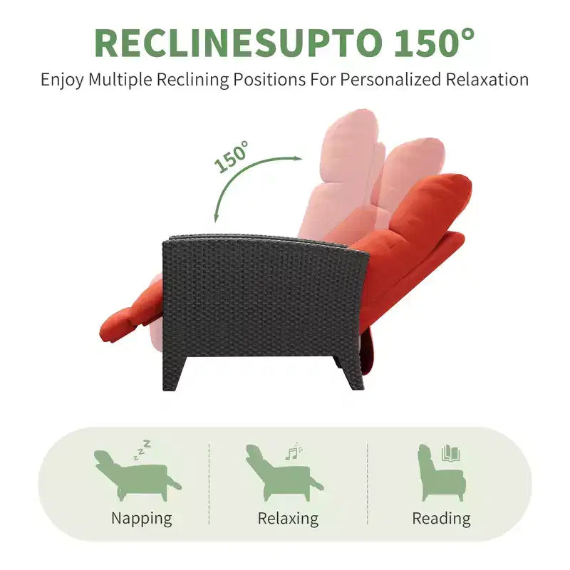 Chaise longue d'extérieur avec tablette rabattable, chaise de patio avec réglage indépendant du dossier et du repose-pieds