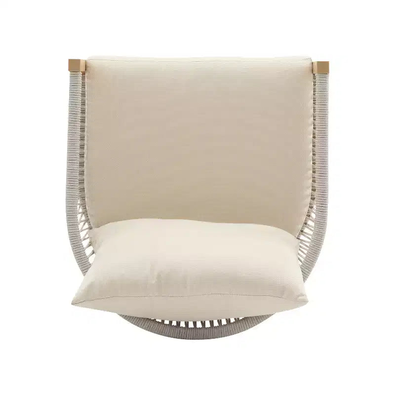 Chaise longue incurvée en aluminium avec motif tressé en corde, confort rembourré, cadre thermolaqué pour l'extérieur