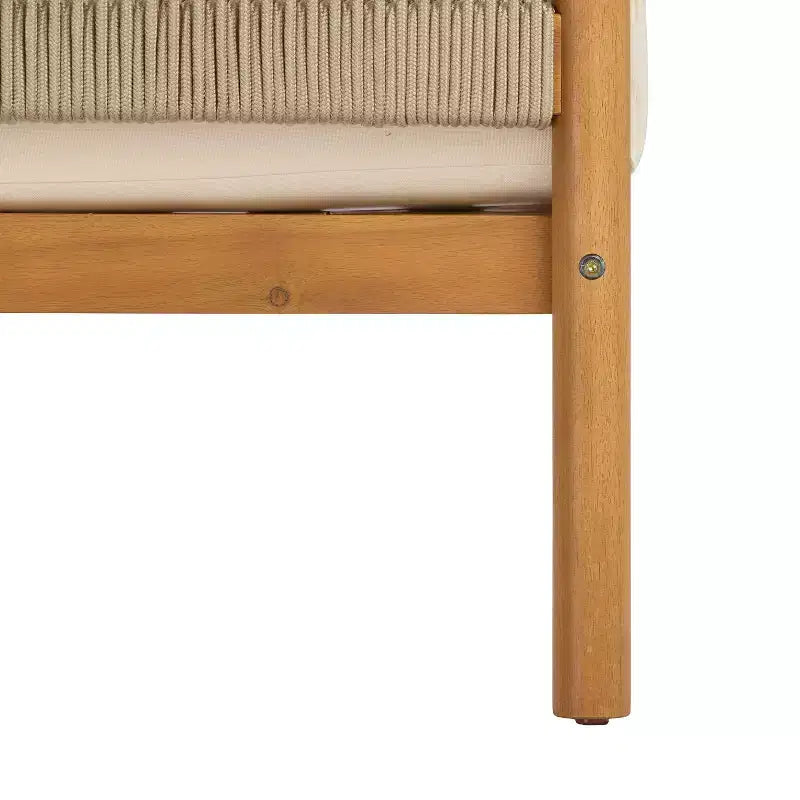 Christopher Knight Home Bradley Fauteuil de club moderne en bois d'acacia avec panneaux en corde tressée et coussins