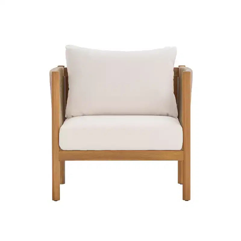 Christopher Knight Home Bradley Fauteuil de club moderne en bois d'acacia avec panneaux en corde tressée et coussins