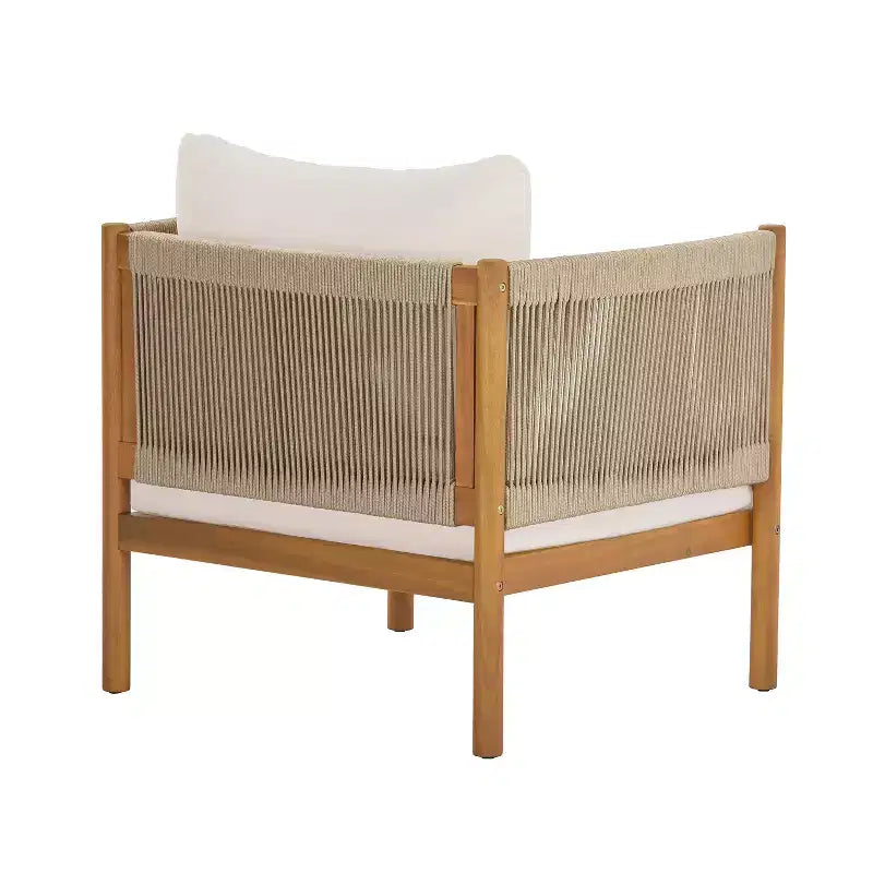 Christopher Knight Home Bradley Fauteuil de club moderne en bois d'acacia avec panneaux en corde tressée et coussins